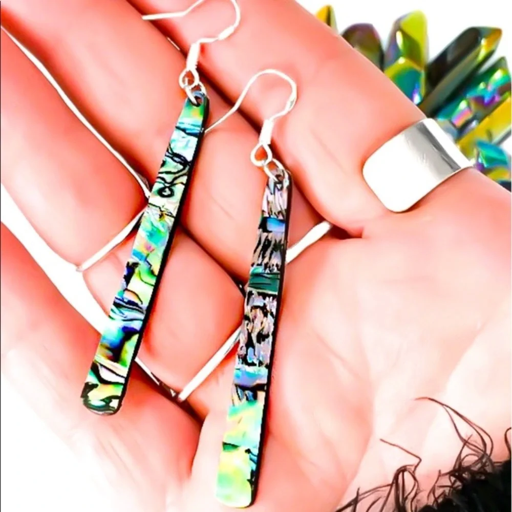 Sterling Silver Abalone Shell Earrings - Picture 1 of 4